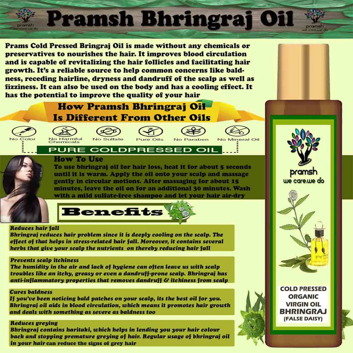 Pramsh Cold Pressed Organic Virgin Bhringraj Oil 50ml Hair Oil Pack Of 2 (100ml) - Local Option