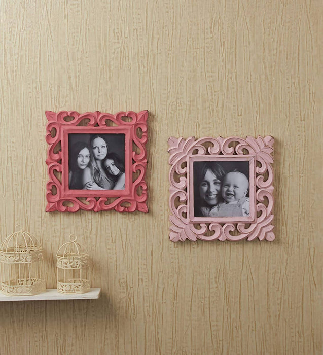 Yatha Vintage Set of 2 Decorative Wooden Square Photo Frame ( Photo Size 5 * 5 )