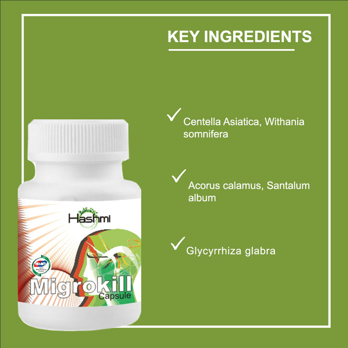 Hashmi Migrokill Capsule | Ayurvedic Capsules For Headache & Migraine 100% Pure