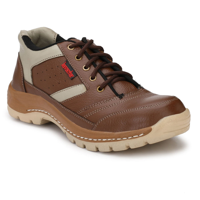 KAVACHA Mens Brown Leather Safety Shoes-6 UK/India (40 EU) (KV-S46-06)