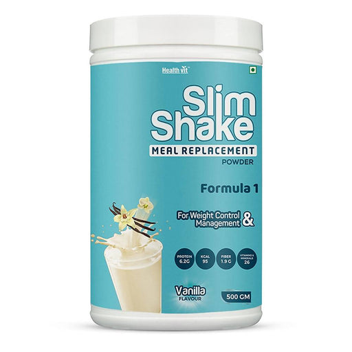 Healthvit Slim Shake Meal Replacement Powder For Weight Control & Management â€“ 500gm (Vanilla Flavour) - Local Option