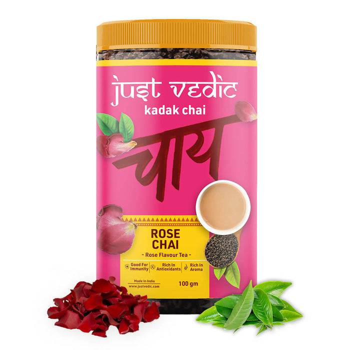 Rose Chai - Rose Flavored Tea for Immunity, Skin Glow, Stress
