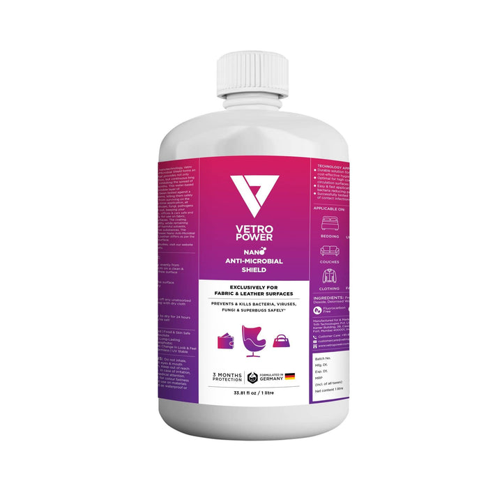 Vetro Power Nano Anti-Microbial Shield for Fabric & Leather Surfaces - 1 Litre - Local Option