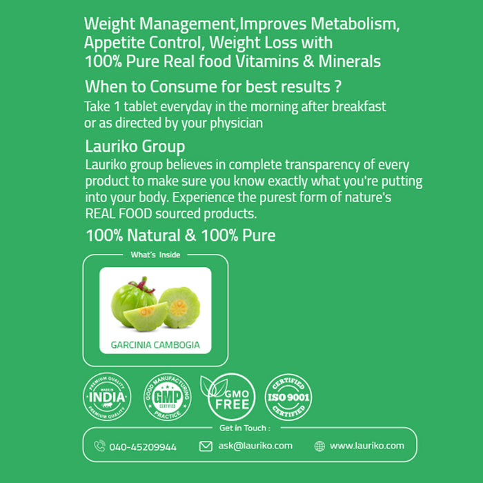 Laurik Garcinia Cambogia Tea Extract Tablets | Supplement to Boosts Metabolism and Support for Weight Management - 30 Tablets