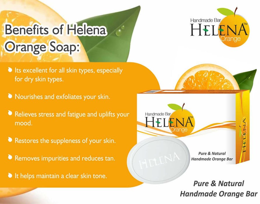 Tantraxx Helena Orange Soap, Pure, Natural and Handmade For All Skin Type and For Men & Women (Pack of 5) 375 gm