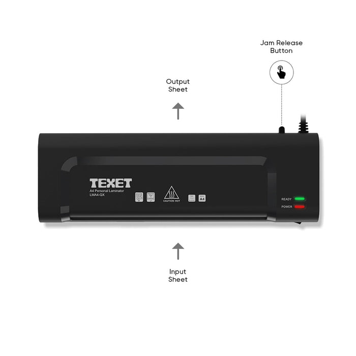 Texet LMA4-QX Portable laminator | 2 MIN Quick Warm Up | Jam Release, Hot/Cold Switches | for Home and Office