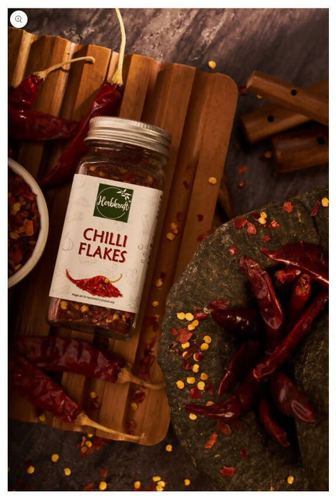 Herbkraft - Chilli Flakes 34 GM Pack of 1 | Fresh and Natural Herbs and Seasonings | Dry Leaves | Grocery - Masala - Spices | Vegetable Stir Fry - Pizza - Pasta - Salad | No Added Colour and Flavour