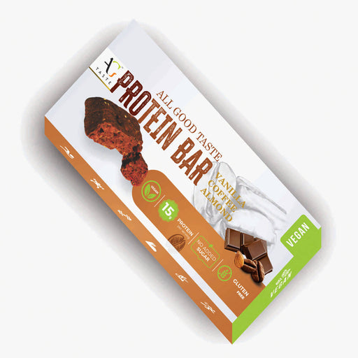 AG Taste 15G Protein Bar- Vegan & Glutenfree, Sugarfree Vanilla Coffee Almond-270 g (6x45g), Pack of 6 bars - Local Option