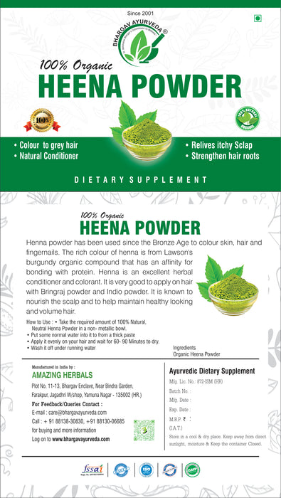 Dr. Bhargav’s HeeNA Powder | Color to grey hair | NAtural hair Conditioner | Relieves itchy Scalp | Strengthen hair roots |Removes dandruff | ExterNAl Use Only | 100gms