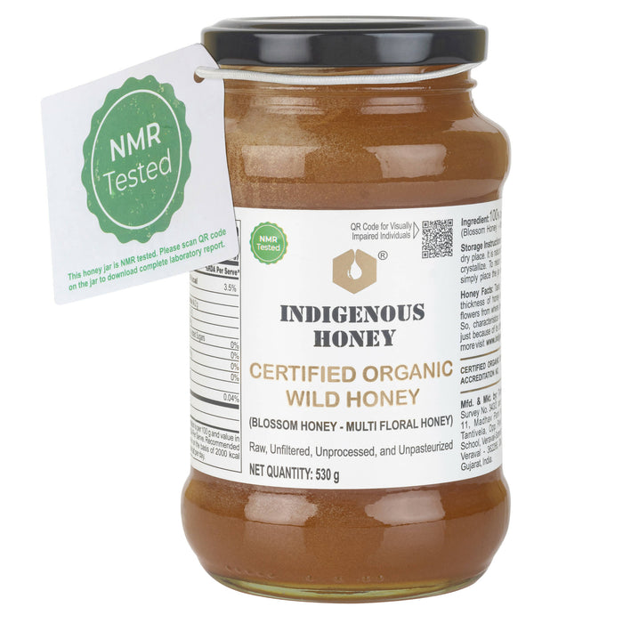 INDIGENOUS HONEY Raw Organic Honey Unprocessed Unfiltered Unpasteurized Pure Natural Original Honey - 530 g Glass Jar (Pack of 2)