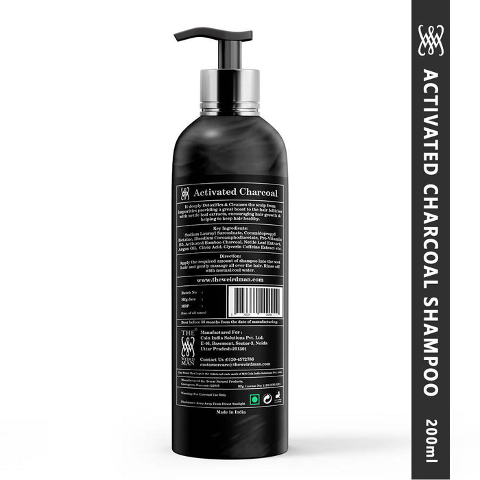 The Weird Man Activated Bamboo Charcoal Shampoo With Caffeine - Sulphate & Paraben Free (200 ml)