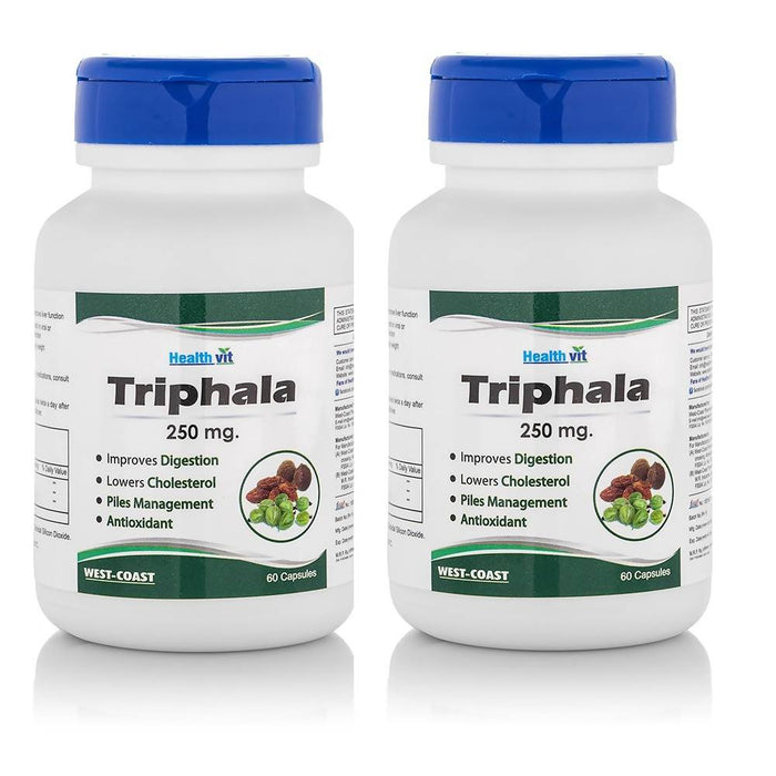HealthVit Pure Herb Triphala Powder 250 mg, 60 Capsules (Pack Of 2) - Local Option