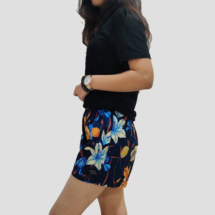 Whats Down Blue Floral Womens Boxers - Local Option