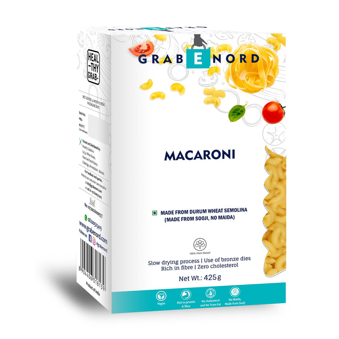Grabenord Macaroni, Made from Durum Wheat Semolina (100% Sooji, No Maida) - 425g