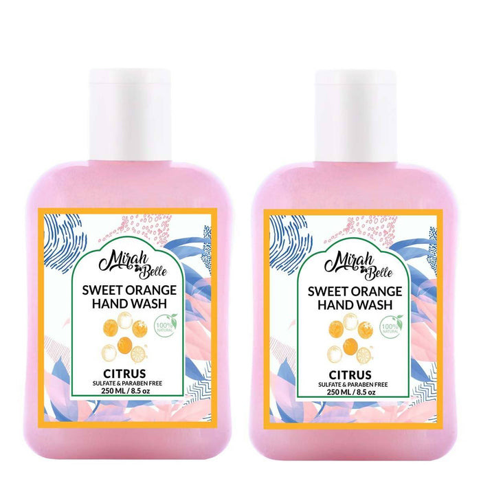 Mirah Belle - Sweet Orange - Natural Hand Wash (Pack of 2 - 250 ml) - Sulfate & Paraben Free, 500 ml - Local Option