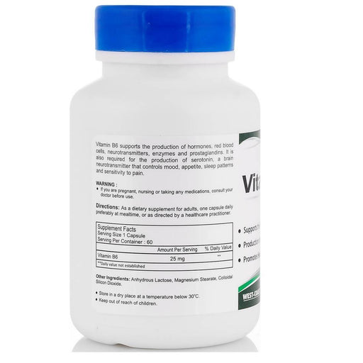 Healthvit Vitamin B6 25 mg - 60 Capsules - Local Option