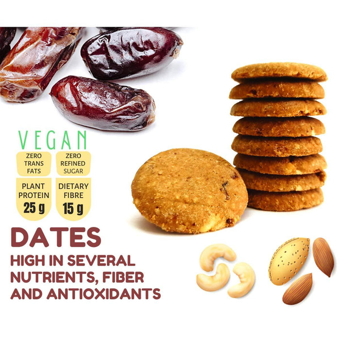 Nutrisnacksbox Healthy Dates & Dry Fruit Nuts Cookies, 360g (Pack of 2 x 180g) | Dates, Almonds, Cashews | No Added Sugar & Maida | Healthy Snacks for Kids