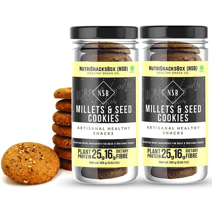NutriSnacksBox Millet & Seed Protein Cookies 360g (Pack of 2 x 180g), Multigrain Healthy Cookies Biscuits for Kids, Ragi, Jowar, Bajra & Chickpeas Flour