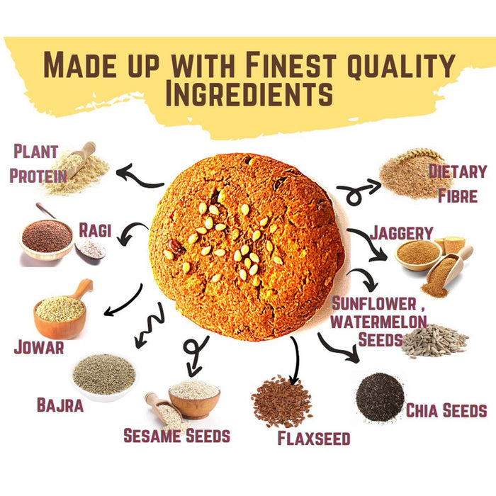 NutriSnacksBox Millet & Seed Protein Cookies 360g (Pack of 2 x 180g), Multigrain Healthy Cookies Biscuits for Kids, Ragi, Jowar, Bajra & Chickpeas Flour