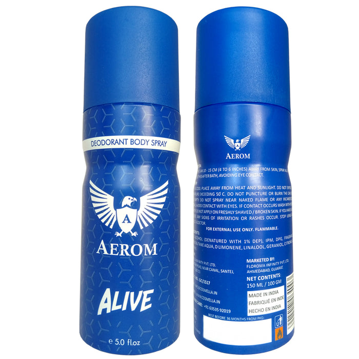 Aerom Premium Alive Deodorant Body Spray For Men, 150 ml (Pack of 1)