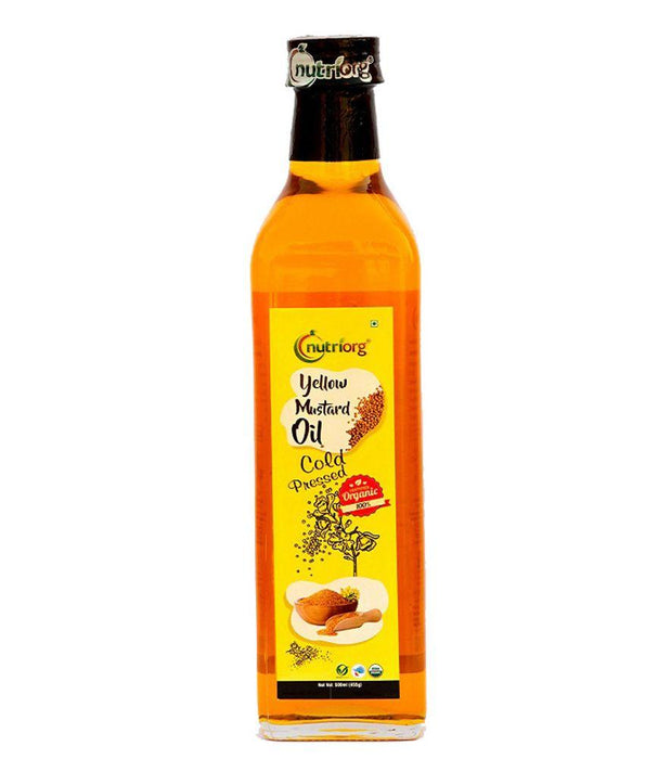 Nutriorg Certified OrganicYellow Mustard Oil 500ml Glass Bottle