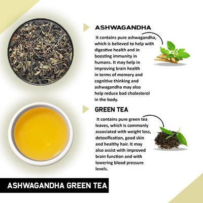 Ashwagandha Green Tea | Helps in Sugar Control, Stress, Cholesterol and Brain health