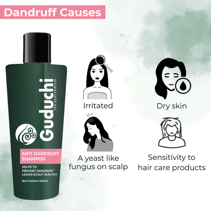 Guduchi Ayurveda Anti Dandruff shampoo made from Durva, Neem and Licorice| SLS & Paraben FREE | Natural Actives | 250ML