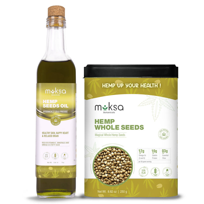 Moksa - Hemp Seeds | Vegan | Helps in Digestion and Hemp Seed Oil | Cold Pressed | Rich in Vitamin E | 250 x 2