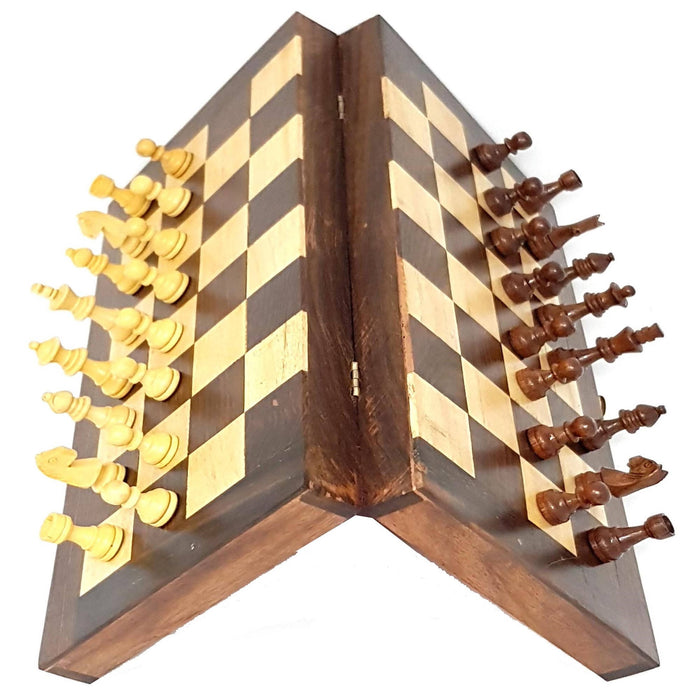 Desi Karigar® Collectible Folding Wooden Chess Game Board Set 12 inches with Magnetic Crafted Pieces