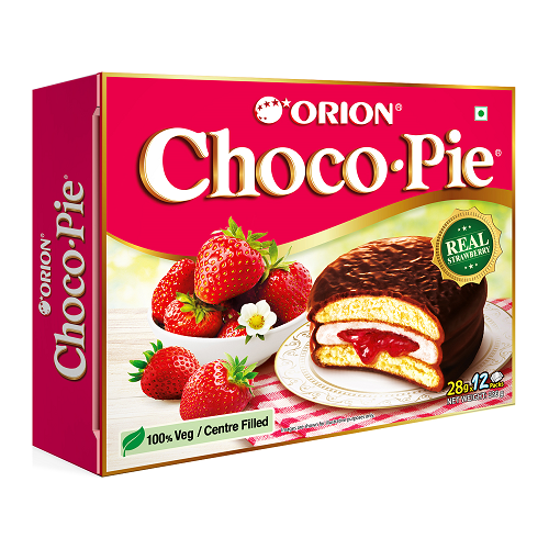 Orion Strawberry Choco Pie - 12 pies pack - 4 boxes (48 pies)