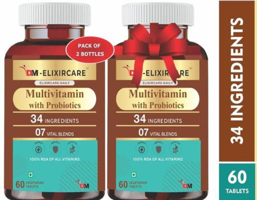 DM ElixirCare Multivitamin for Men & Women with 34 Ingredients - 120 Tablets - Local Option
