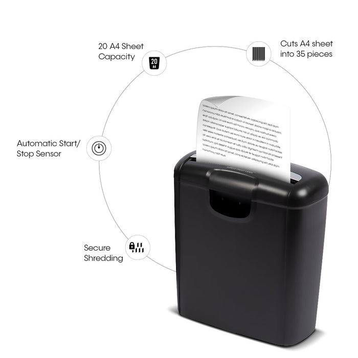 Texet PS-SC1EX Portable Strip Cut Shredder | Cuts 6 Sheets & 1 Card at at time | Advanced Over Heat Protection | 10L Waste Bin | Auto start/stop sensors & 3 mode controls | 1 Year Warranty