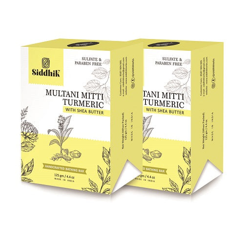 Siddhik Multani Mitti Turmeric With Shea Butter Sulfate & Paraben Free Handcrafted Bathing Bar 125 gm/4.4 oz