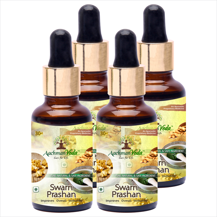 Aachman Veda Prashan with 90mg 24 Carat Gold Ayurvedic Immunity Booster For Children (GMP Certified & Ayush Approved) 30 ML With Veg