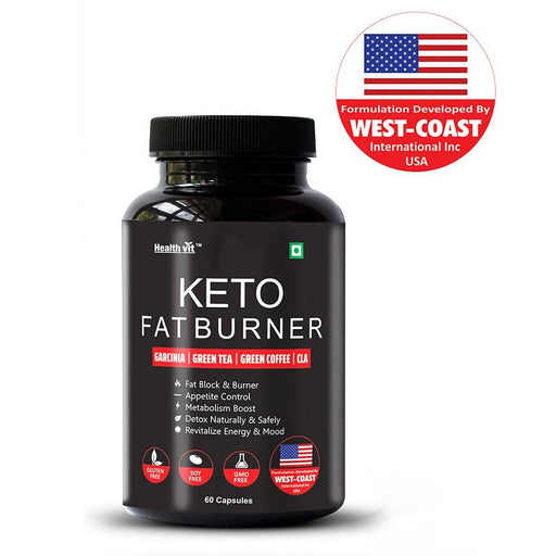 Healthvit Keto Fat Burner FORMULATED IN USA With Garcinia, Green Tea, Green Coffee, CLA 60 Capsules - Local Option
