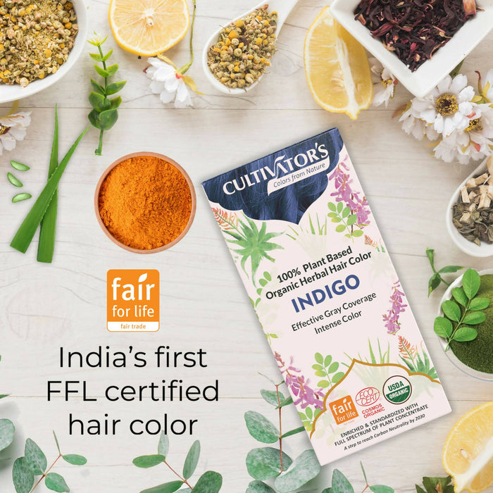 Cultivator's Organic Hair Colour - Herbal Hair Colour for Women and Men - Ammonia Free Hair Colour Powder - Natural Hair Colour Without Chemical, (Indigo) - 100g