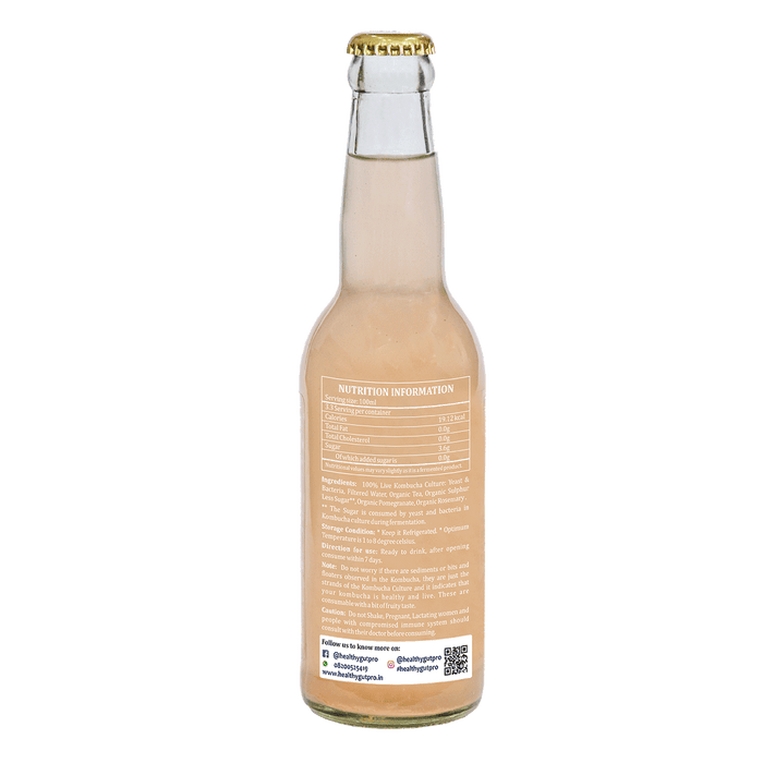 Healthy Gut Pomegranate Rosemary 330ml (Vegan, Un-pasteurized, Gluten-Free, Hand-Crafted, Farm Sourced, Organic Ingredients, No Fake Sweetner, Low in sugar, Non GMO, Rich in Vitamins)