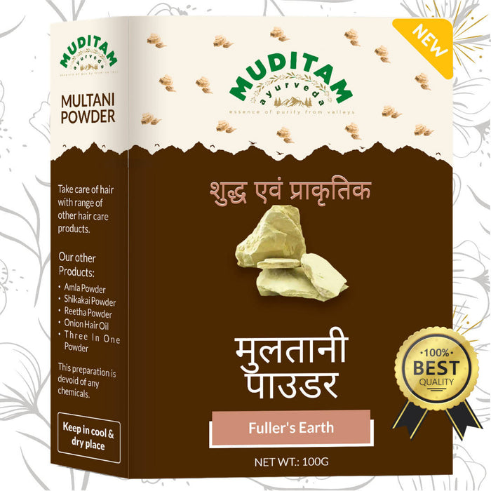 Muditam Ayurveda Multani Mitti | Natural Glowing Powder Pack for skin glow | Pack of 10 | 1 Kg