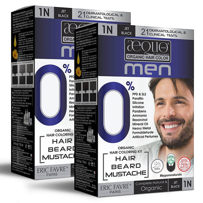Aequo Organic Hair Color for Men,170 ML(pack of 2)| Natural Colouring Solution for Hair, Beard & Mustache | Silicon, Ammonia & Paraffin Free