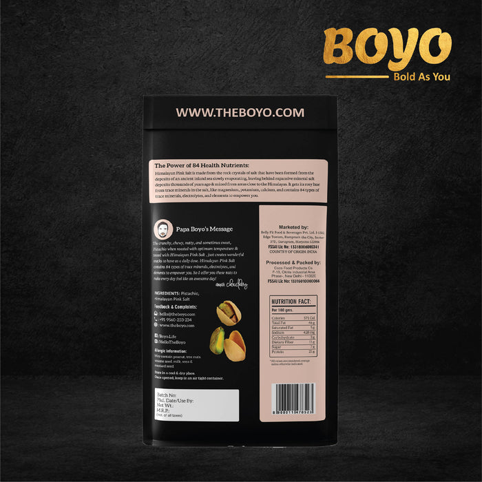 BOYO Roasted Pistachios 400g (2 x 200g) - Himalayan Pink Salted - Dry Roasted, Non Fried, Oil Free, Crunchy Healthy Snack