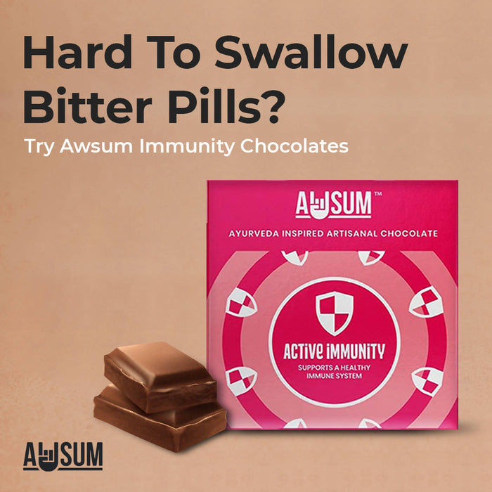 Awsum Active Immunity Functional Ayurveda Chocolate for Men & Women with Ayurveda Herbs That Exert - Pack of 5