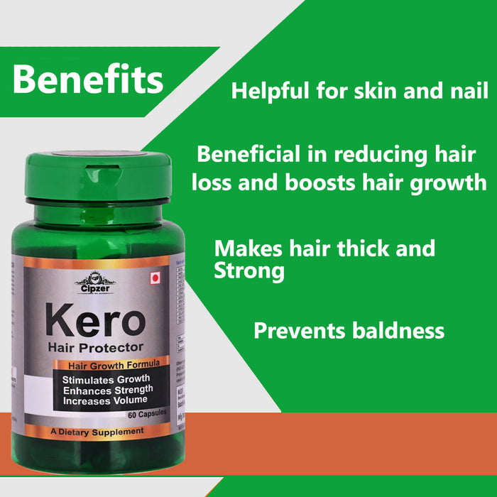 Kero Hair Protector Capsules 60 CAPSULES |Useful in hair loss and growth| Prevent Hair Loss