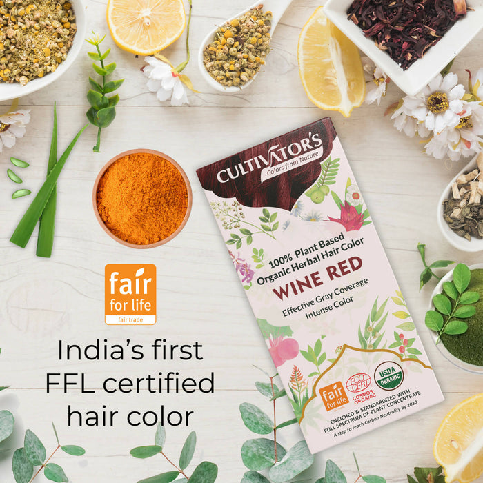 Cultivator's Organic Hair Colour - Herbal Hair Colour for Women and Men - Ammonia Free Hair Colour Powder - Natural Hair Colour Without Chemical, (Wine Red) - 100g