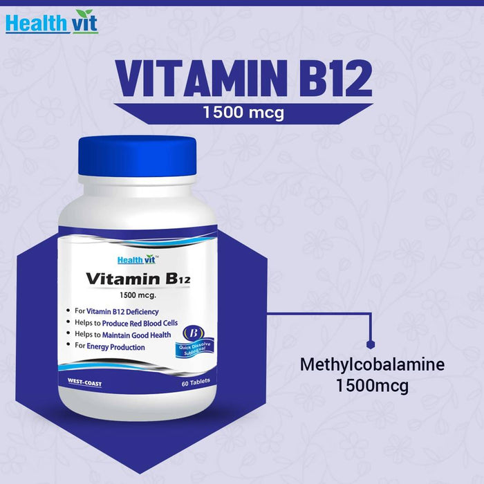 Healthvit Vitamin B12 1500mcg - 60 Tablets - Local Option