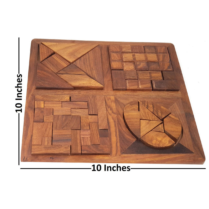 Desi Karigar® 4 in 1 Wooden Blocks Jigsaw Plate Puzzles for Kids Gifts for Boys and Girls