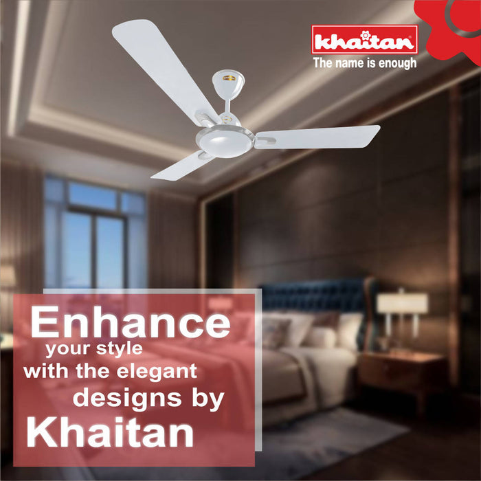 Khaitan WAVE 1200 mm, 3 Blades Ceiling Fan, 380 RPM ( Full White )