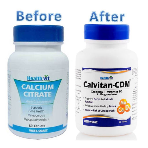 Healthvit Cal-Vitan-CDM Calcium Vitamin D3 Magnesium 60 Tablets Pack of 2 - Local Option