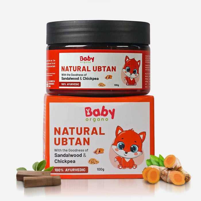 Babyorgano Natural Ubtan Face & Body Bath Powder for Kids Exfoliate Dead Cell Skin Removes Tan with Goodness of Chickpea, Sandalwood 100 gm