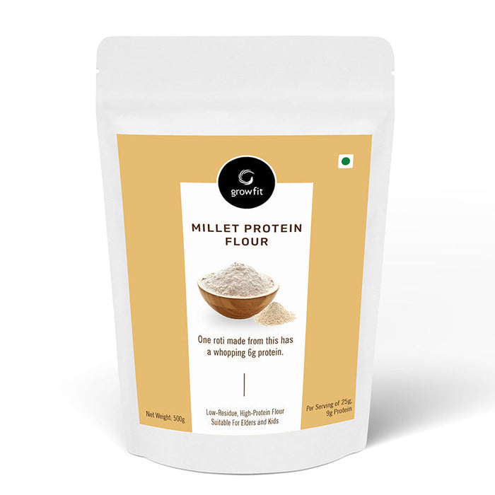 Grow fit Millet Protein Flour | Contains Whole Wheat and Pearl Millet | High Protein | Makes Rotis 500g