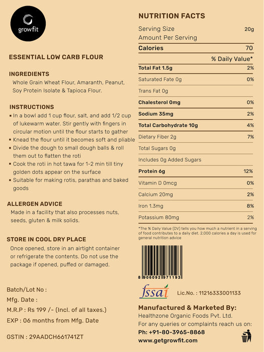 Grow fit Essential Low Carb Flour 500g